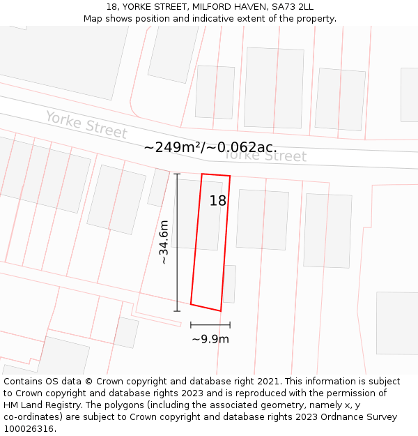 18, YORKE STREET, MILFORD HAVEN, SA73 2LL: Plot and title map