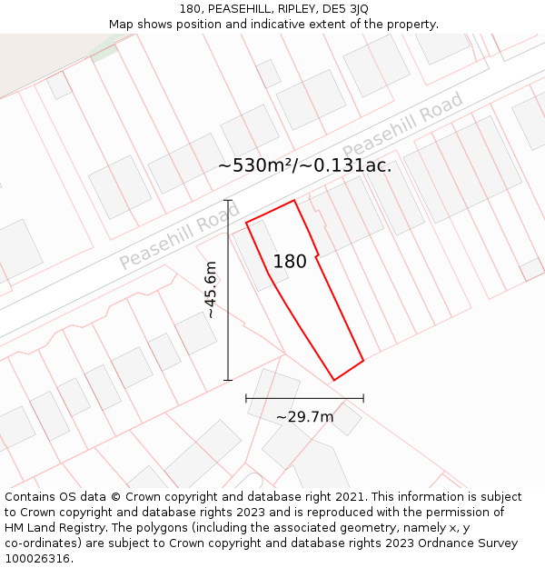 180, PEASEHILL, RIPLEY, DE5 3JQ: Plot and title map