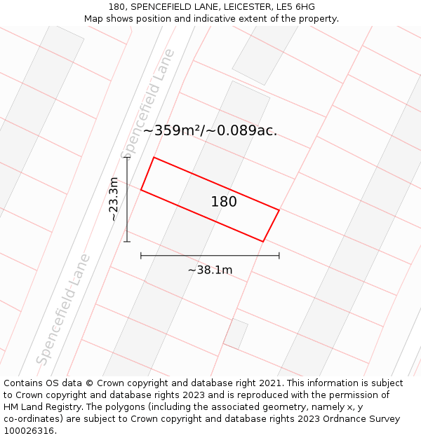 180, SPENCEFIELD LANE, LEICESTER, LE5 6HG: Plot and title map