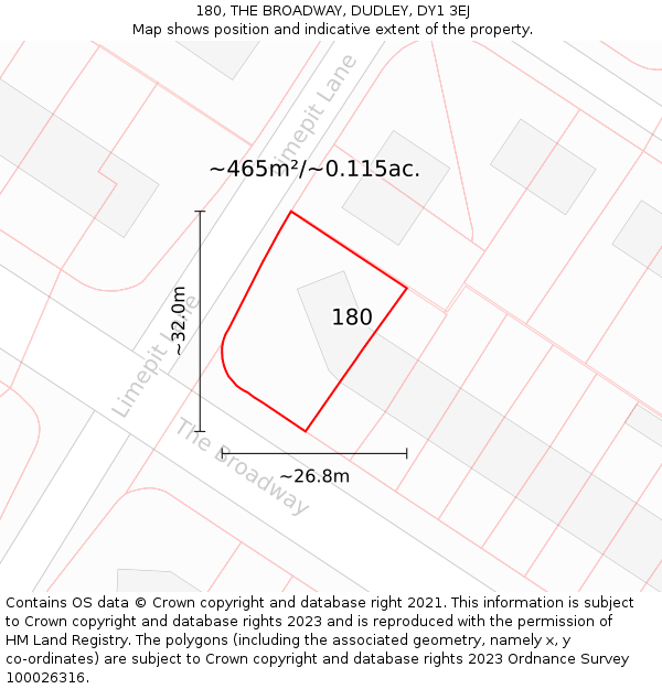 180, THE BROADWAY, DUDLEY, DY1 3EJ: Plot and title map