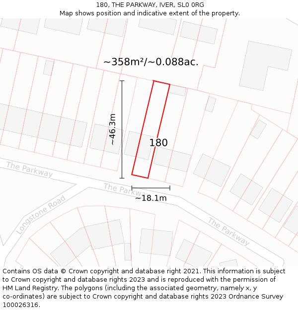 180, THE PARKWAY, IVER, SL0 0RG: Plot and title map