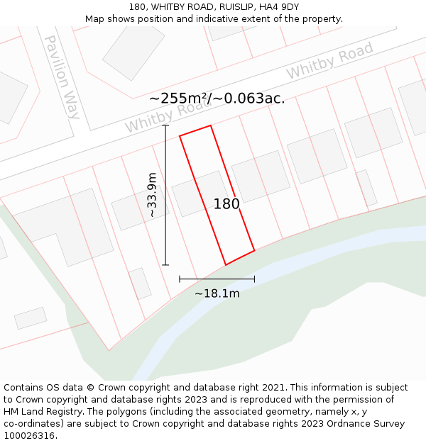 180, WHITBY ROAD, RUISLIP, HA4 9DY: Plot and title map
