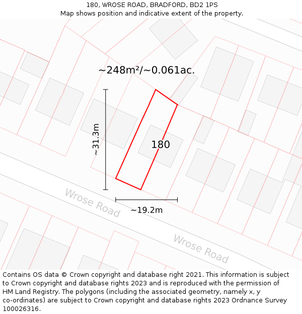 180, WROSE ROAD, BRADFORD, BD2 1PS: Plot and title map