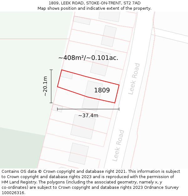 1809, LEEK ROAD, STOKE-ON-TRENT, ST2 7AD: Plot and title map