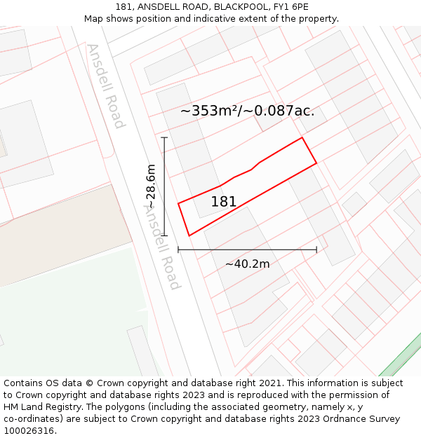 181, ANSDELL ROAD, BLACKPOOL, FY1 6PE: Plot and title map