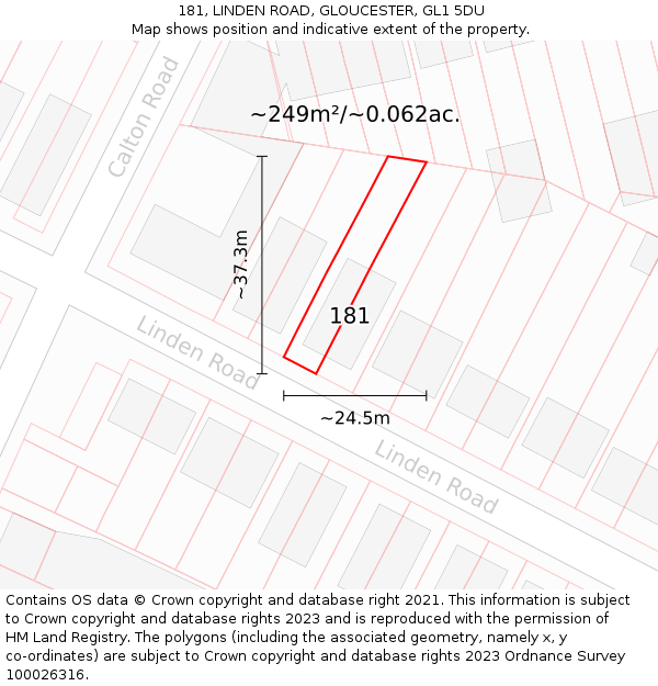 181, LINDEN ROAD, GLOUCESTER, GL1 5DU: Plot and title map