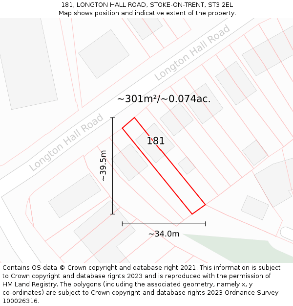 181, LONGTON HALL ROAD, STOKE-ON-TRENT, ST3 2EL: Plot and title map