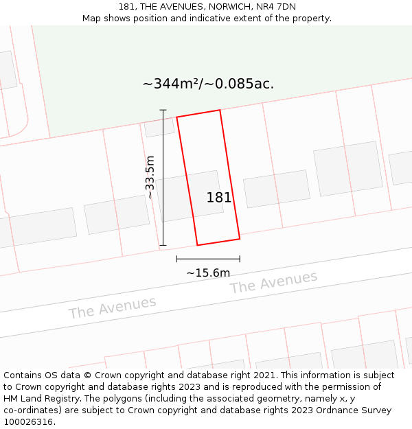 181, THE AVENUES, NORWICH, NR4 7DN: Plot and title map