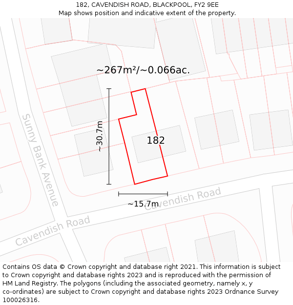 182, CAVENDISH ROAD, BLACKPOOL, FY2 9EE: Plot and title map