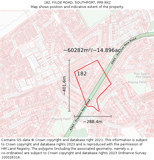 182, FYLDE ROAD, SOUTHPORT, PR9 9XZ: Plot and title map