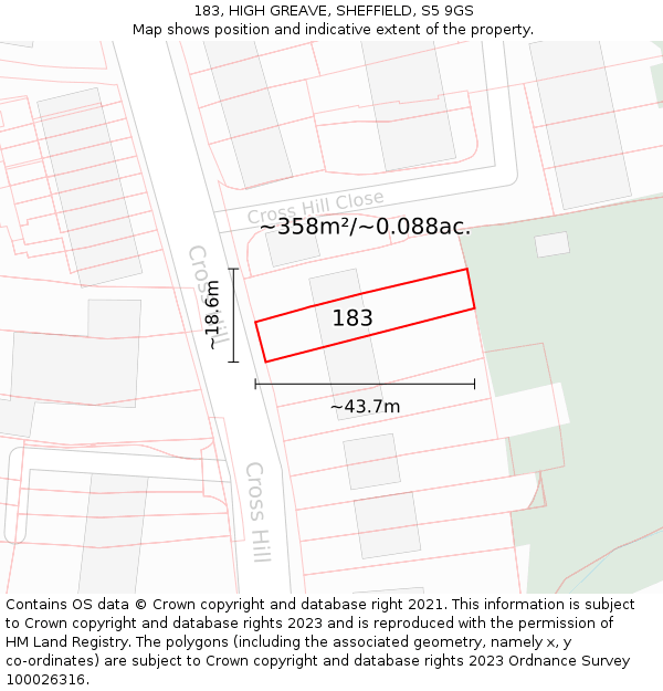 183, HIGH GREAVE, SHEFFIELD, S5 9GS: Plot and title map