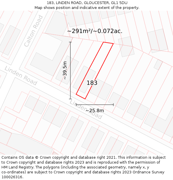 183, LINDEN ROAD, GLOUCESTER, GL1 5DU: Plot and title map