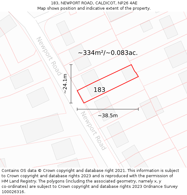 183, NEWPORT ROAD, CALDICOT, NP26 4AE: Plot and title map