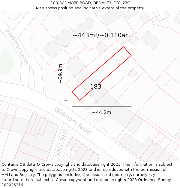 183, WIDMORE ROAD, BROMLEY, BR1 2RG: Plot and title map