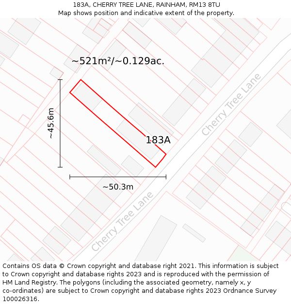 183A, CHERRY TREE LANE, RAINHAM, RM13 8TU: Plot and title map