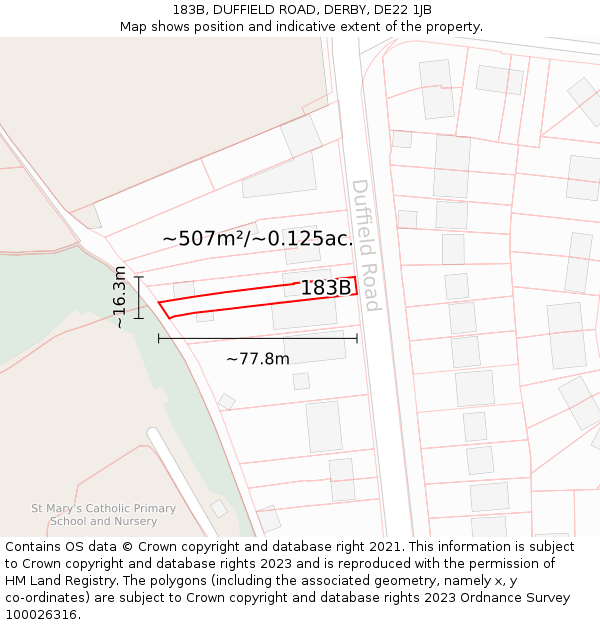 183B, DUFFIELD ROAD, DERBY, DE22 1JB: Plot and title map