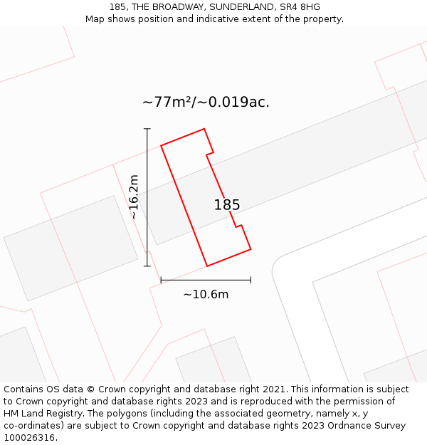 185, THE BROADWAY, SUNDERLAND, SR4 8HG: Plot and title map