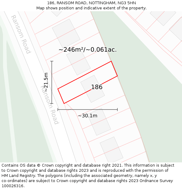 186, RANSOM ROAD, NOTTINGHAM, NG3 5HN: Plot and title map