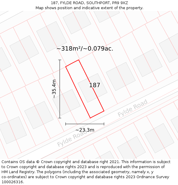 187, FYLDE ROAD, SOUTHPORT, PR9 9XZ: Plot and title map