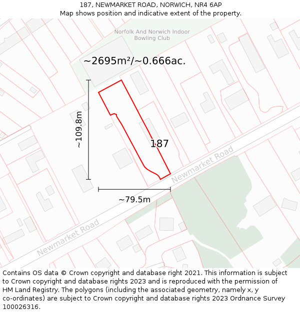 187, NEWMARKET ROAD, NORWICH, NR4 6AP: Plot and title map