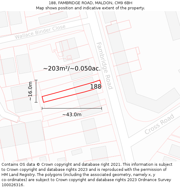 188, FAMBRIDGE ROAD, MALDON, CM9 6BH: Plot and title map