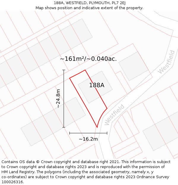 188A, WESTFIELD, PLYMOUTH, PL7 2EJ: Plot and title map