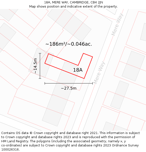 18A, MERE WAY, CAMBRIDGE, CB4 2JN: Plot and title map