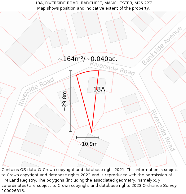 18A, RIVERSIDE ROAD, RADCLIFFE, MANCHESTER, M26 2PZ: Plot and title map