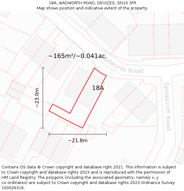 18A, WADWORTH ROAD, DEVIZES, SN10 3FR: Plot and title map
