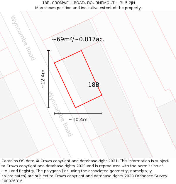 18B, CROMWELL ROAD, BOURNEMOUTH, BH5 2JN: Plot and title map