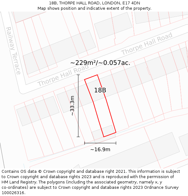 18B, THORPE HALL ROAD, LONDON, E17 4DN: Plot and title map