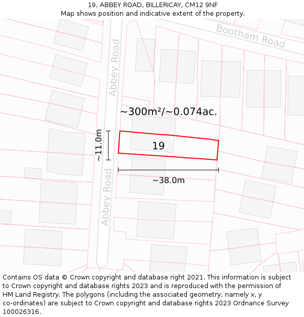 19, ABBEY ROAD, BILLERICAY, CM12 9NF: Plot and title map