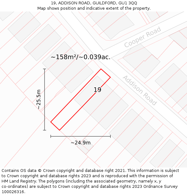 19, ADDISON ROAD, GUILDFORD, GU1 3QQ: Plot and title map