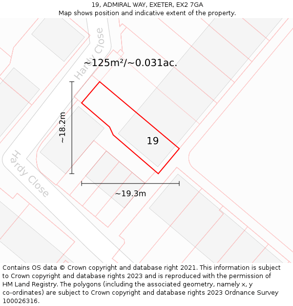 19, ADMIRAL WAY, EXETER, EX2 7GA: Plot and title map