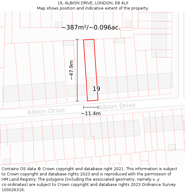 19, ALBION DRIVE, LONDON, E8 4LX: Plot and title map