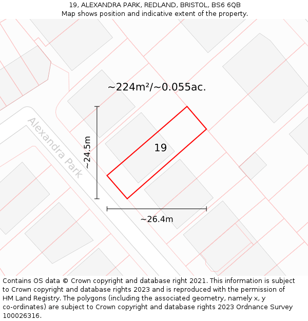 19, ALEXANDRA PARK, REDLAND, BRISTOL, BS6 6QB: Plot and title map
