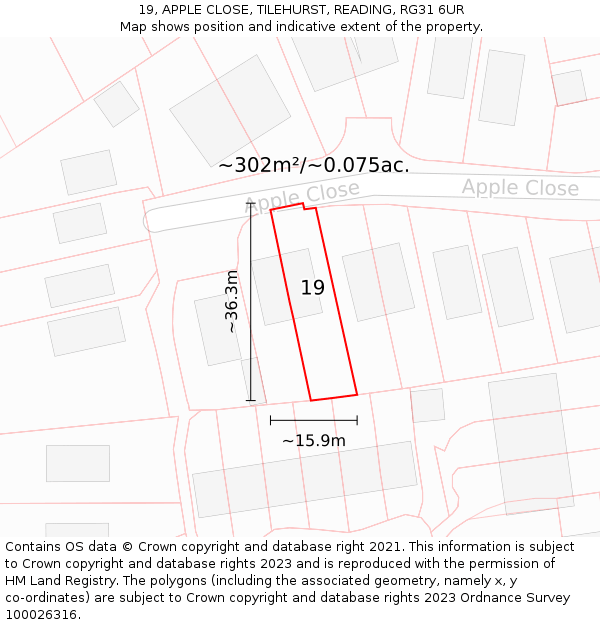 19, APPLE CLOSE, TILEHURST, READING, RG31 6UR: Plot and title map