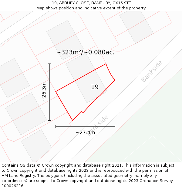 19, ARBURY CLOSE, BANBURY, OX16 9TE: Plot and title map