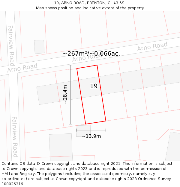 19, ARNO ROAD, PRENTON, CH43 5SL: Plot and title map