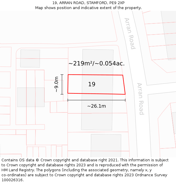 19, ARRAN ROAD, STAMFORD, PE9 2XP: Plot and title map