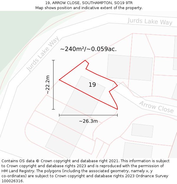 19, ARROW CLOSE, SOUTHAMPTON, SO19 9TR: Plot and title map
