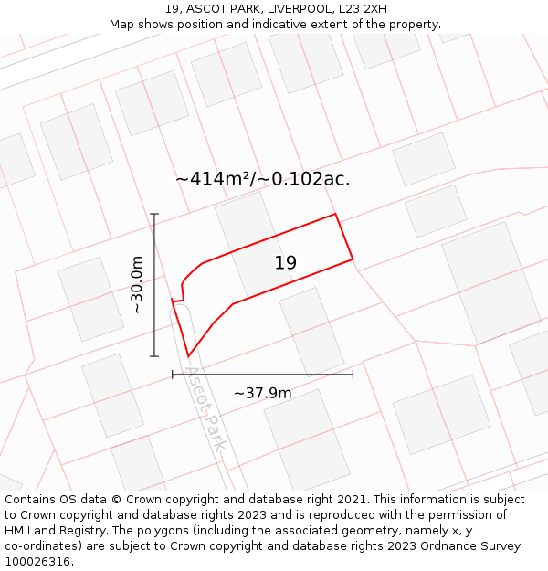 19, ASCOT PARK, LIVERPOOL, L23 2XH: Plot and title map