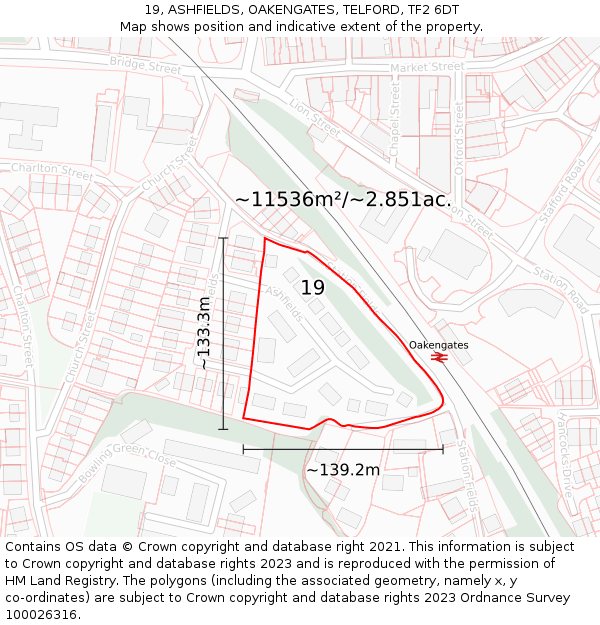 19, ASHFIELDS, OAKENGATES, TELFORD, TF2 6DT: Plot and title map