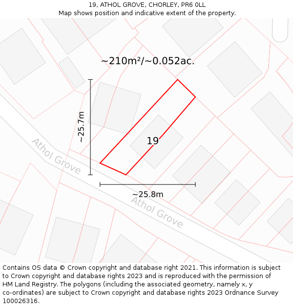 19, ATHOL GROVE, CHORLEY, PR6 0LL: Plot and title map