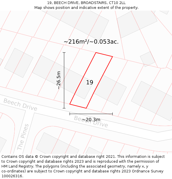 19, BEECH DRIVE, BROADSTAIRS, CT10 2LL: Plot and title map