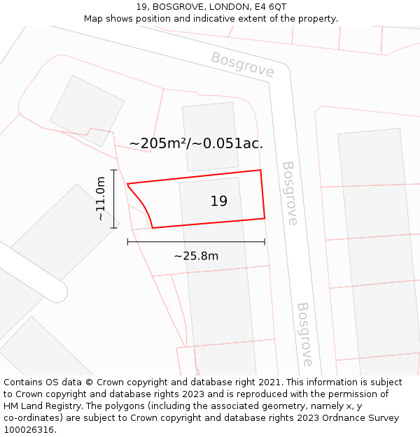19, BOSGROVE, LONDON, E4 6QT: Plot and title map