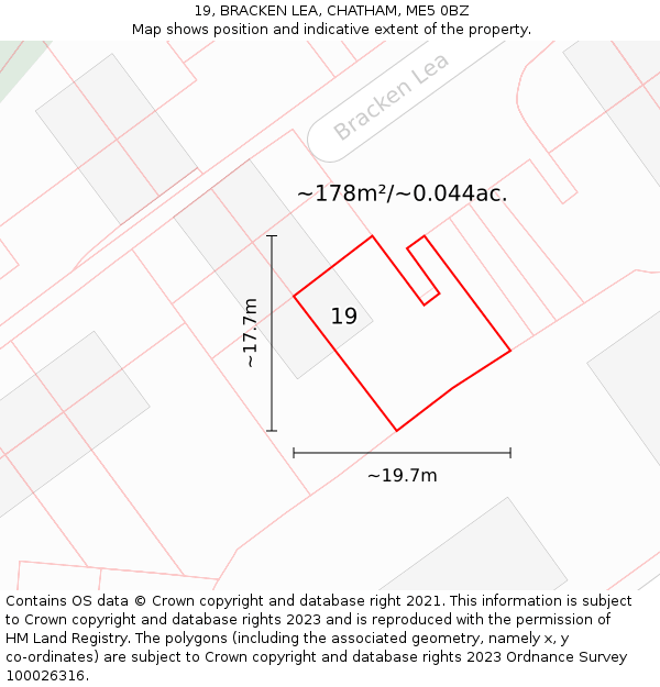 19, BRACKEN LEA, CHATHAM, ME5 0BZ: Plot and title map