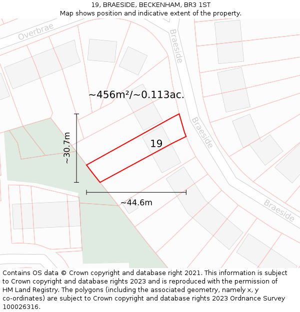 19, BRAESIDE, BECKENHAM, BR3 1ST: Plot and title map