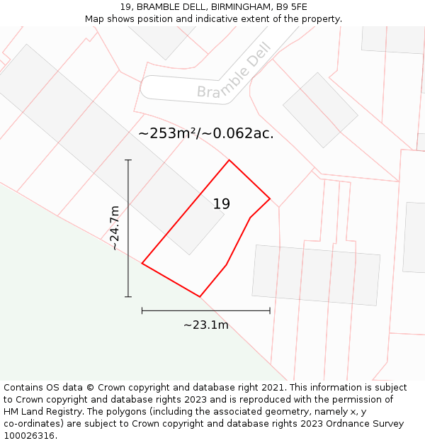 19, BRAMBLE DELL, BIRMINGHAM, B9 5FE: Plot and title map
