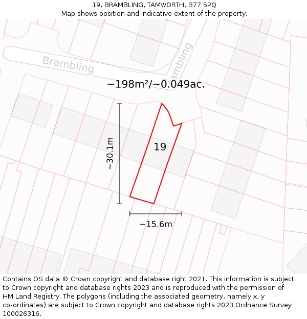 19, BRAMBLING, TAMWORTH, B77 5PQ: Plot and title map